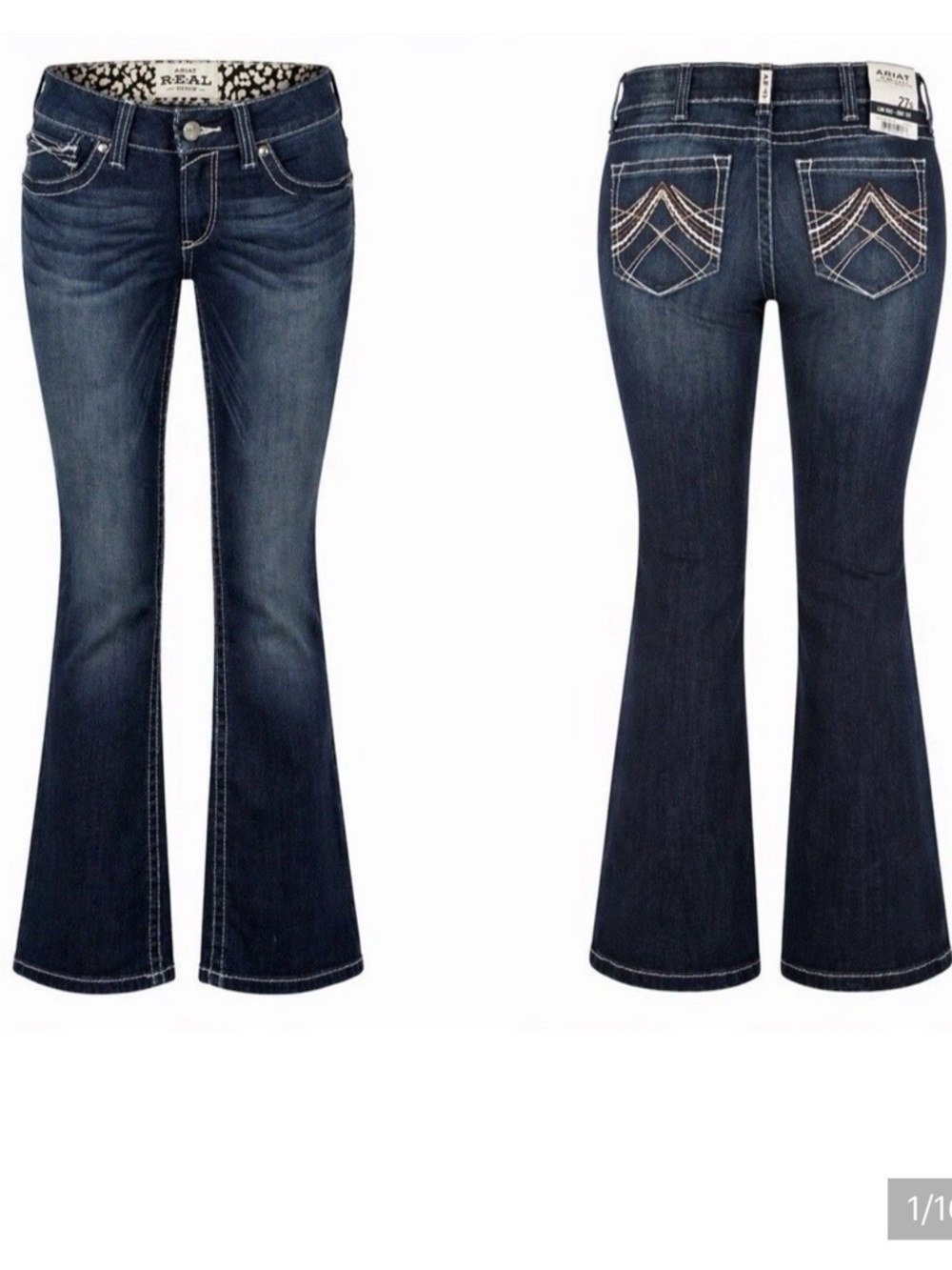 Ariat R.E.A.L. whipstitch Low Rise Dark Blue Bootcut Jeans Y2K Lakeshore western